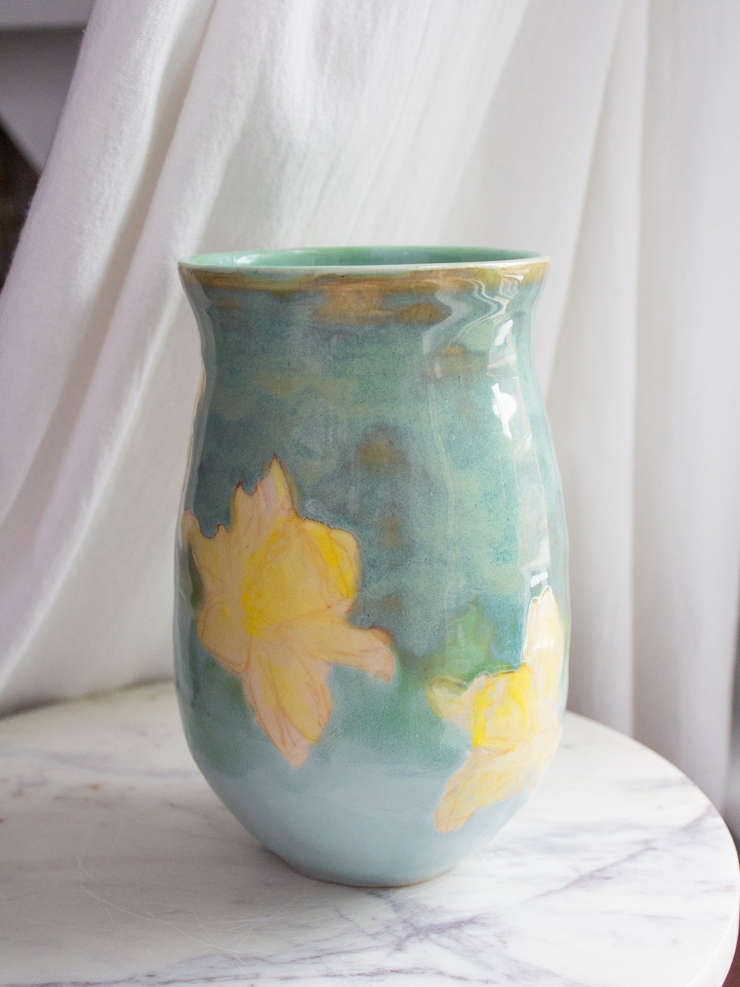 Turquoise Daffodil Vase No. 18