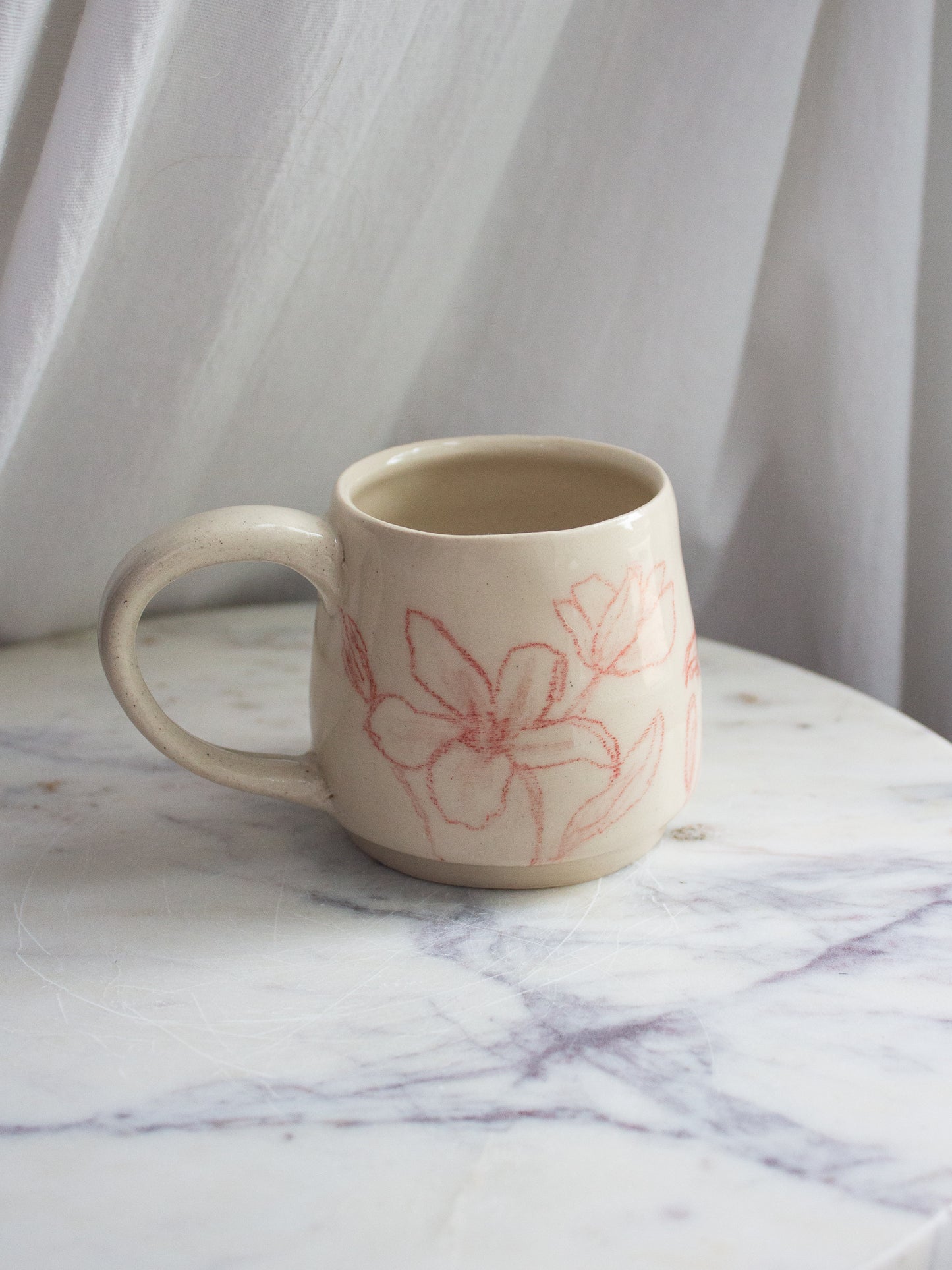Small Hand Drawn Red Lily Mug No. 14