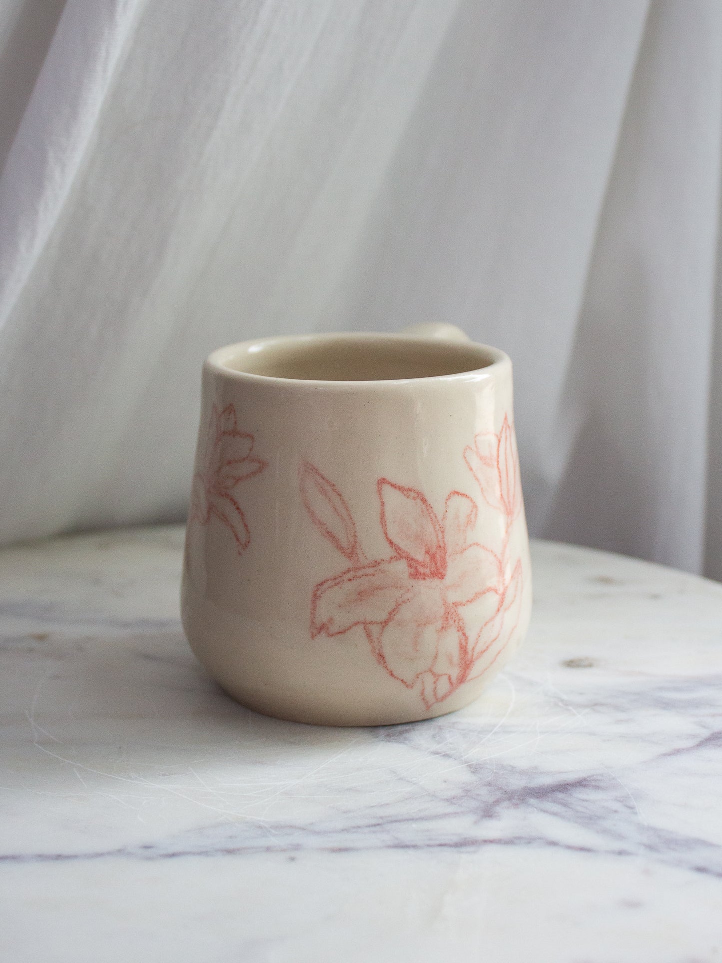 Small Hand Drawn Red Lily Mug No. 10