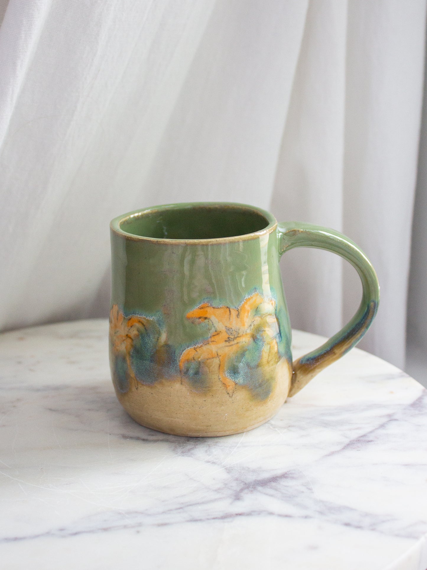 Hand Painted Turquiose Daylily Mug No. 9