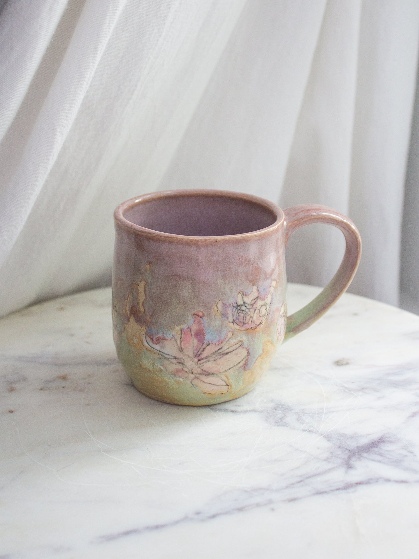 Hand Painted Lavender Floral Mug No. 7