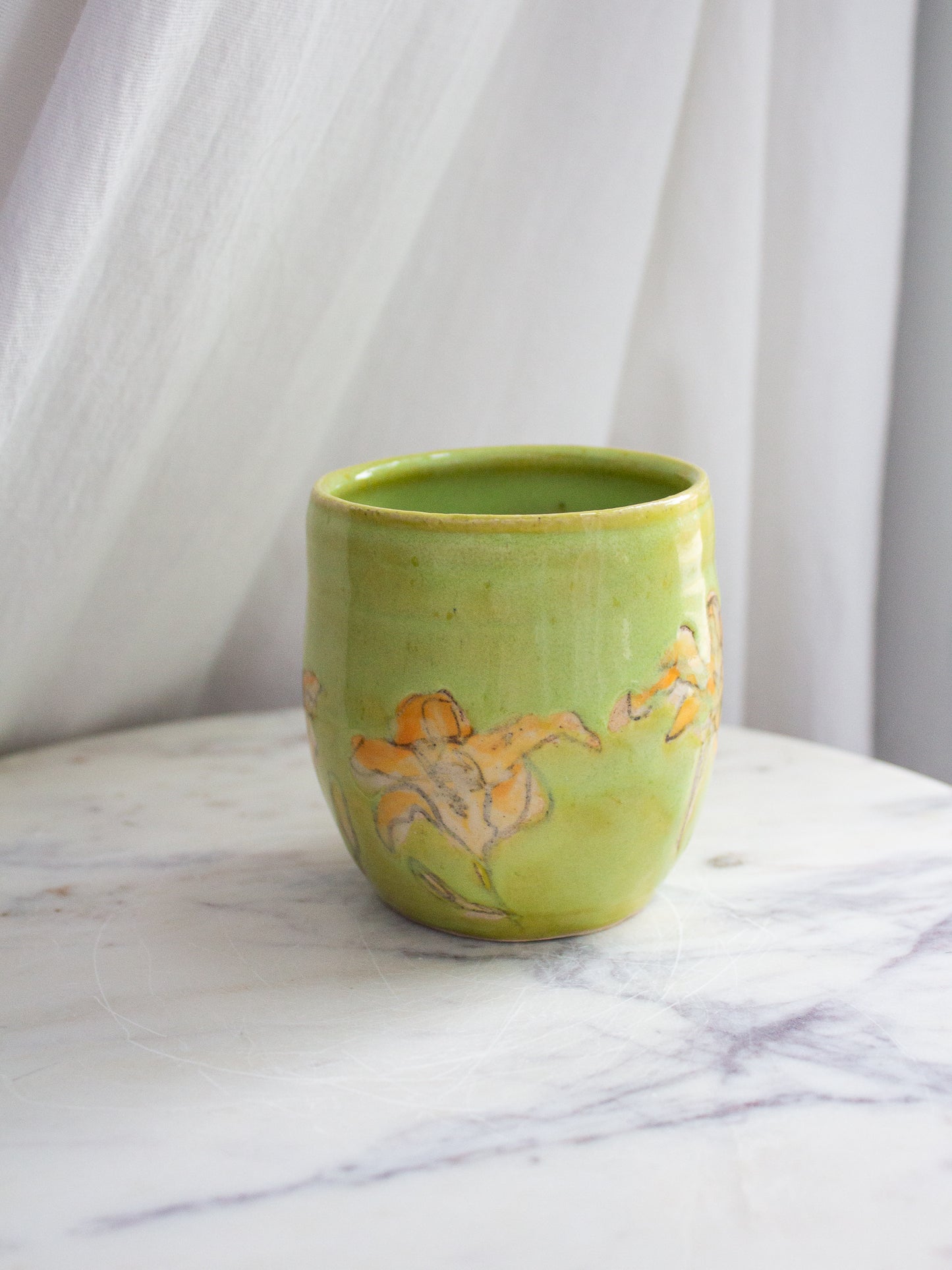 Hand Painted Bright Green Daylily Mug No. 3