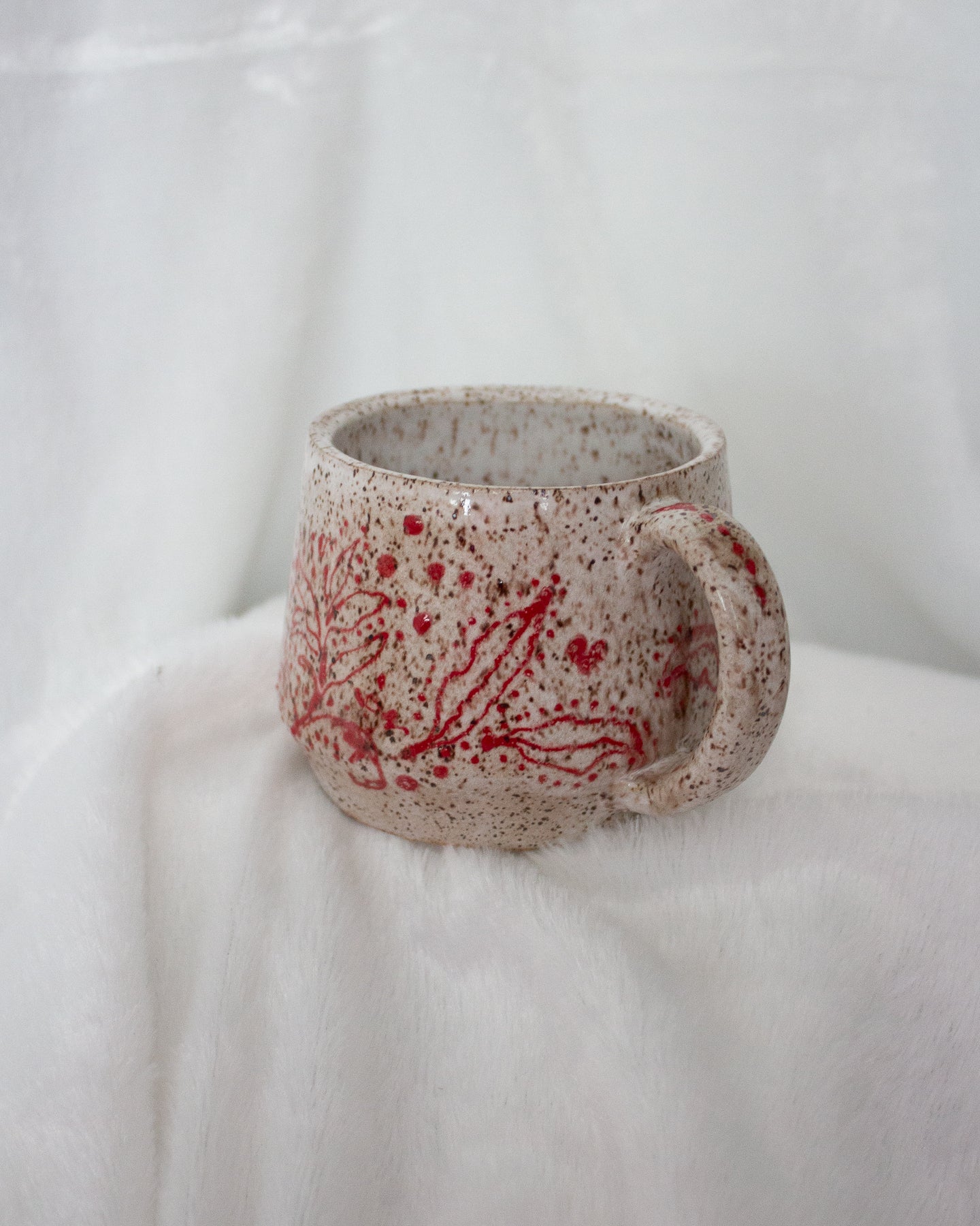 White and Red Hand Drawn Mug