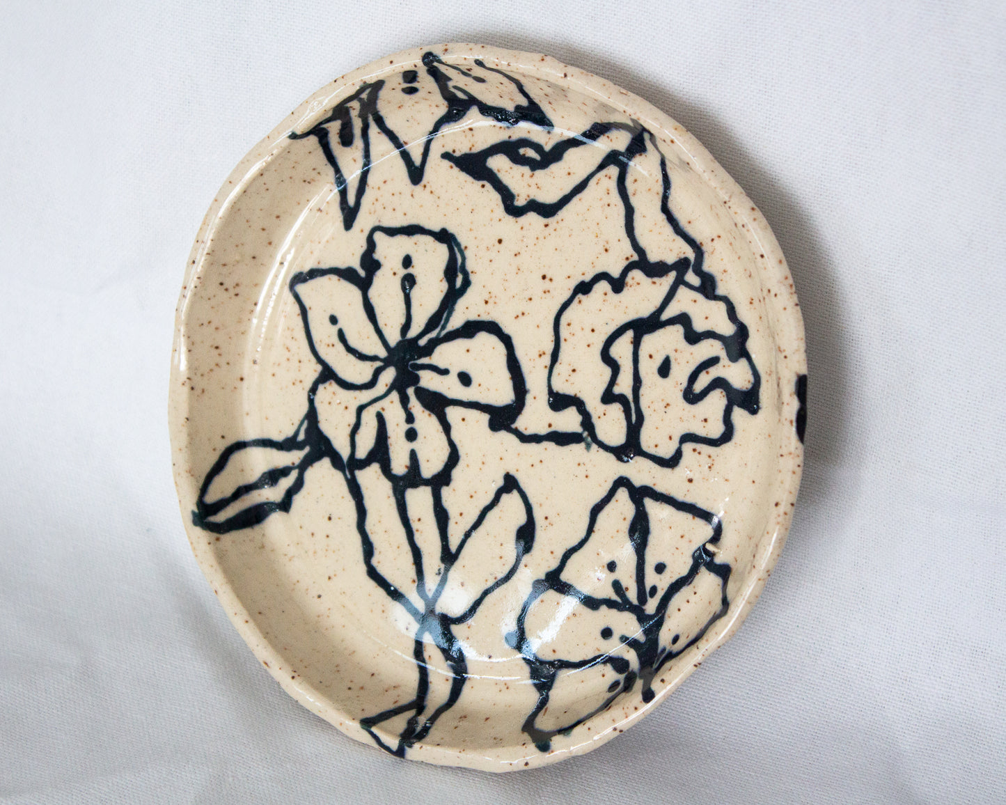 Small Black & White Floral Tray No. 1