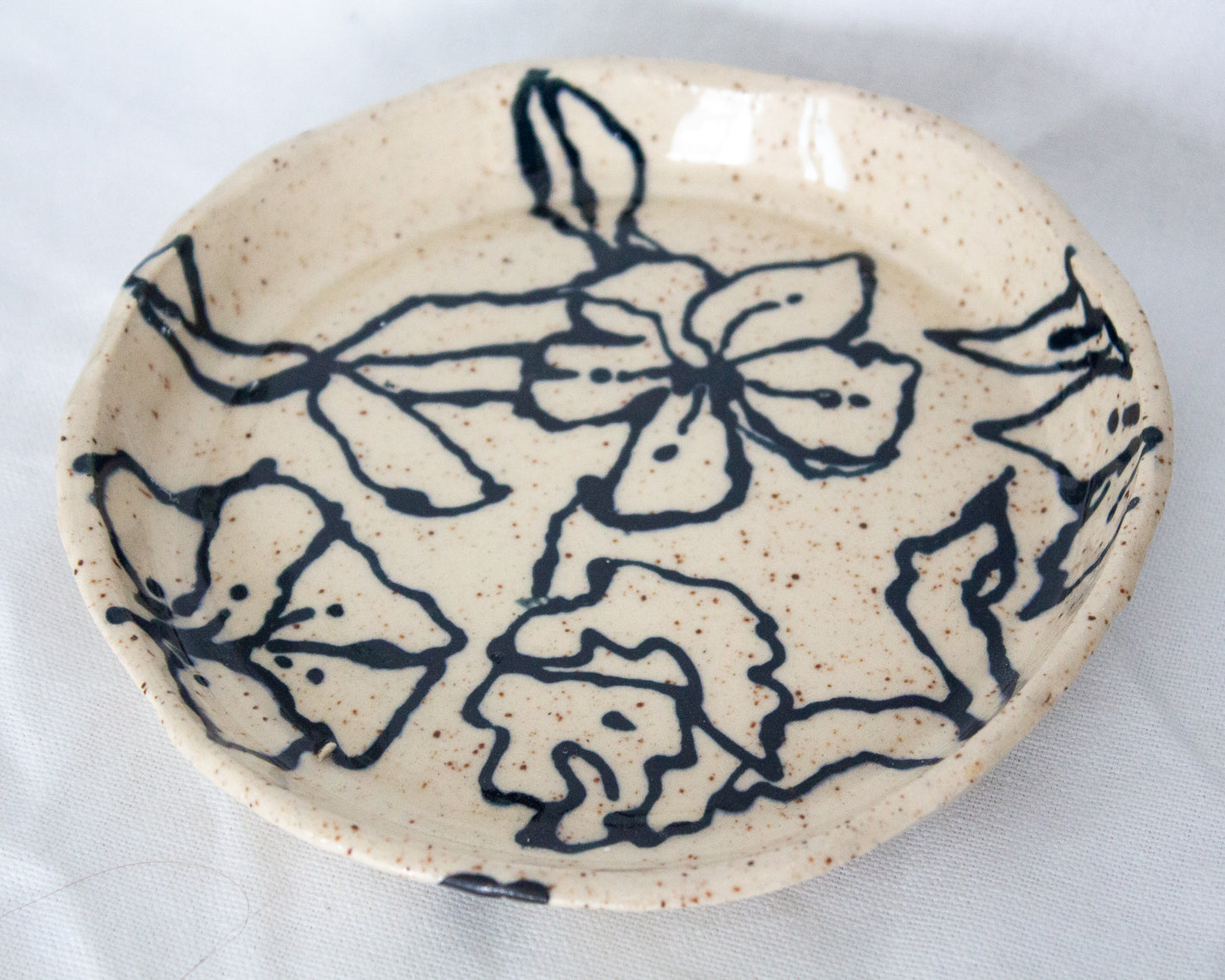Small Black & White Floral Tray No. 1