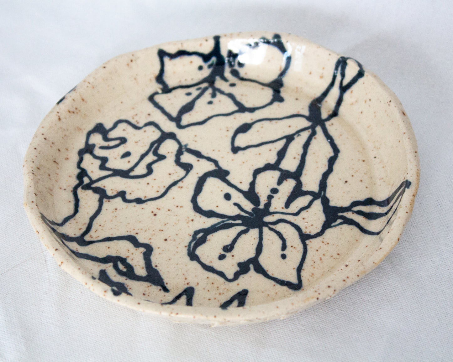 Small Black & White Floral Tray No. 1