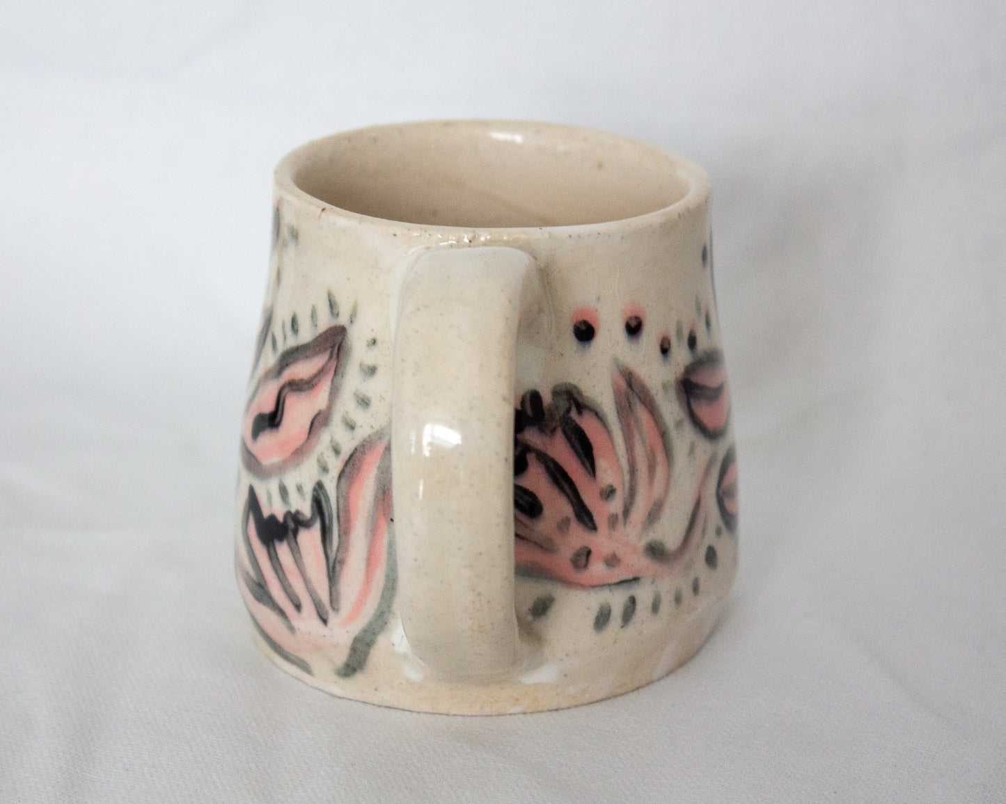 Hand Painted Pink and Black Floral Mug No. 2