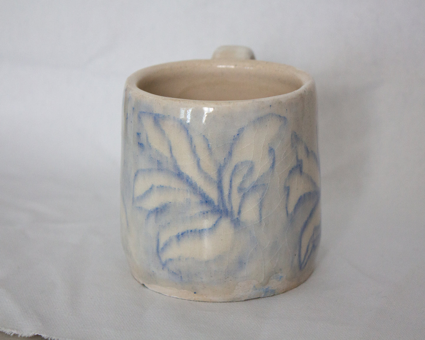 Hand Drawn Blue Abstracted Floral Mug