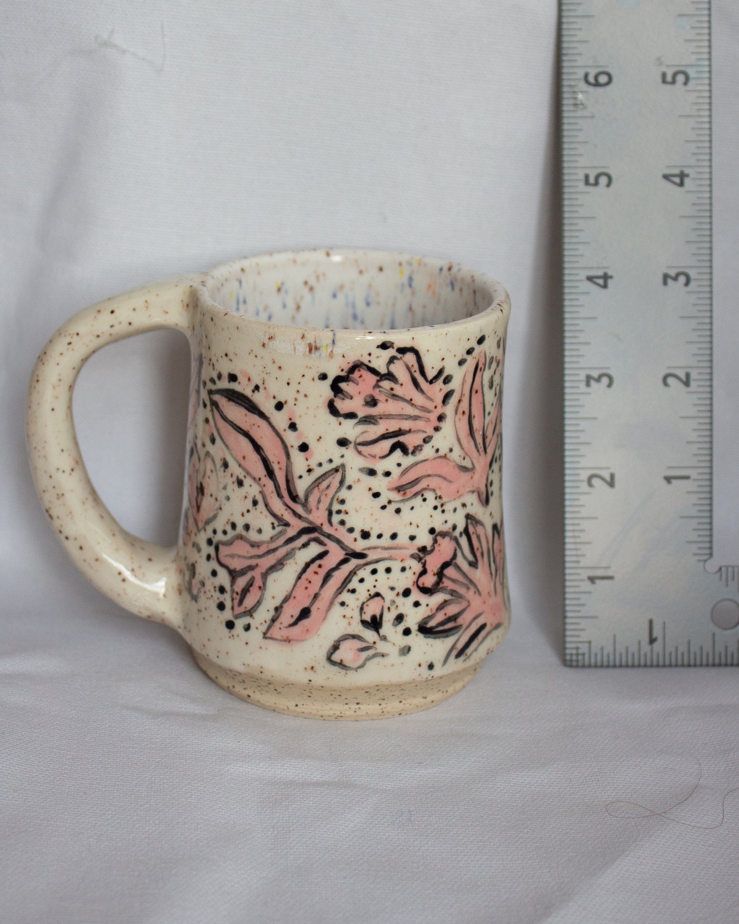 Pink Hand Painted Floral Mug