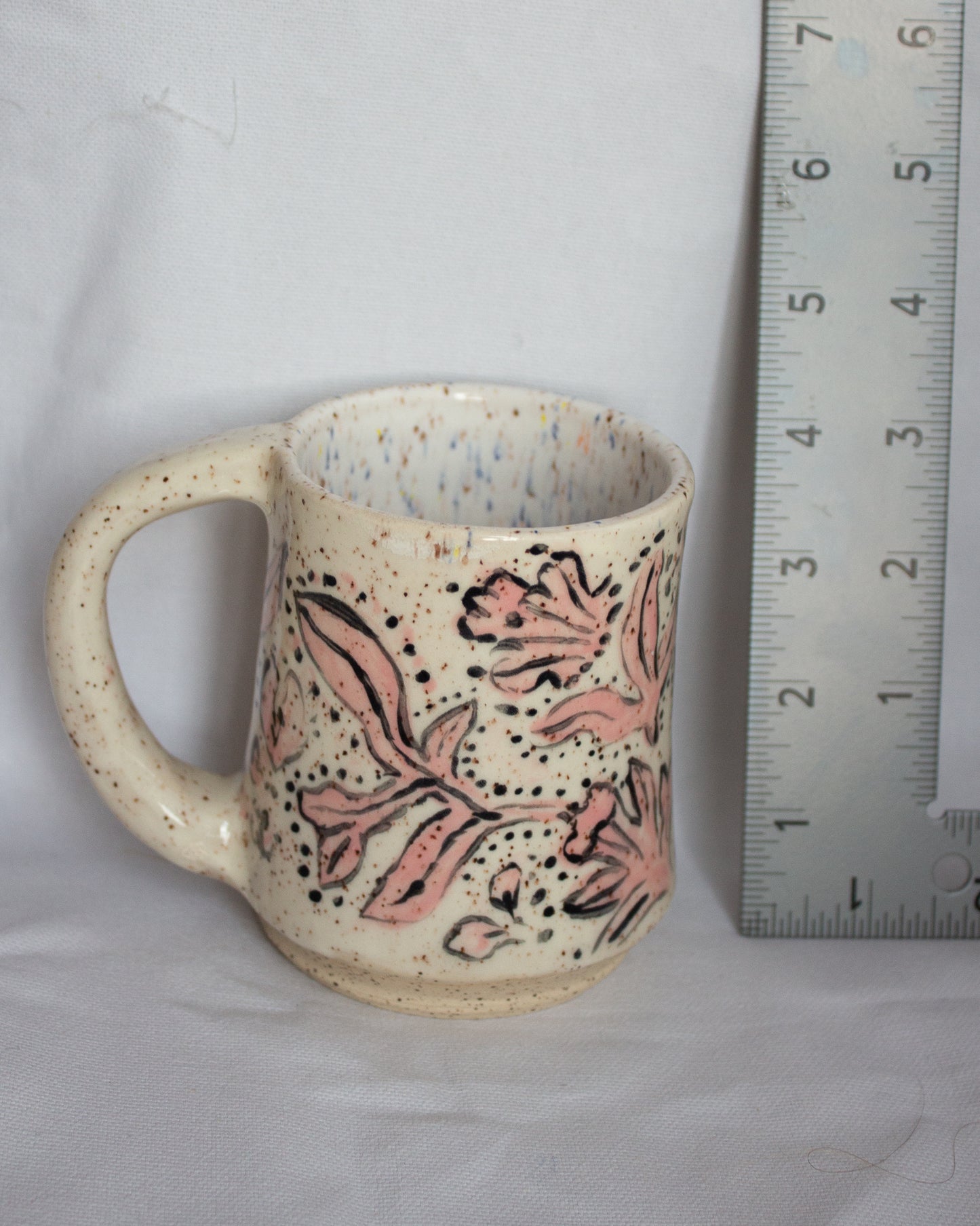 Pink Hand Painted Floral Mug
