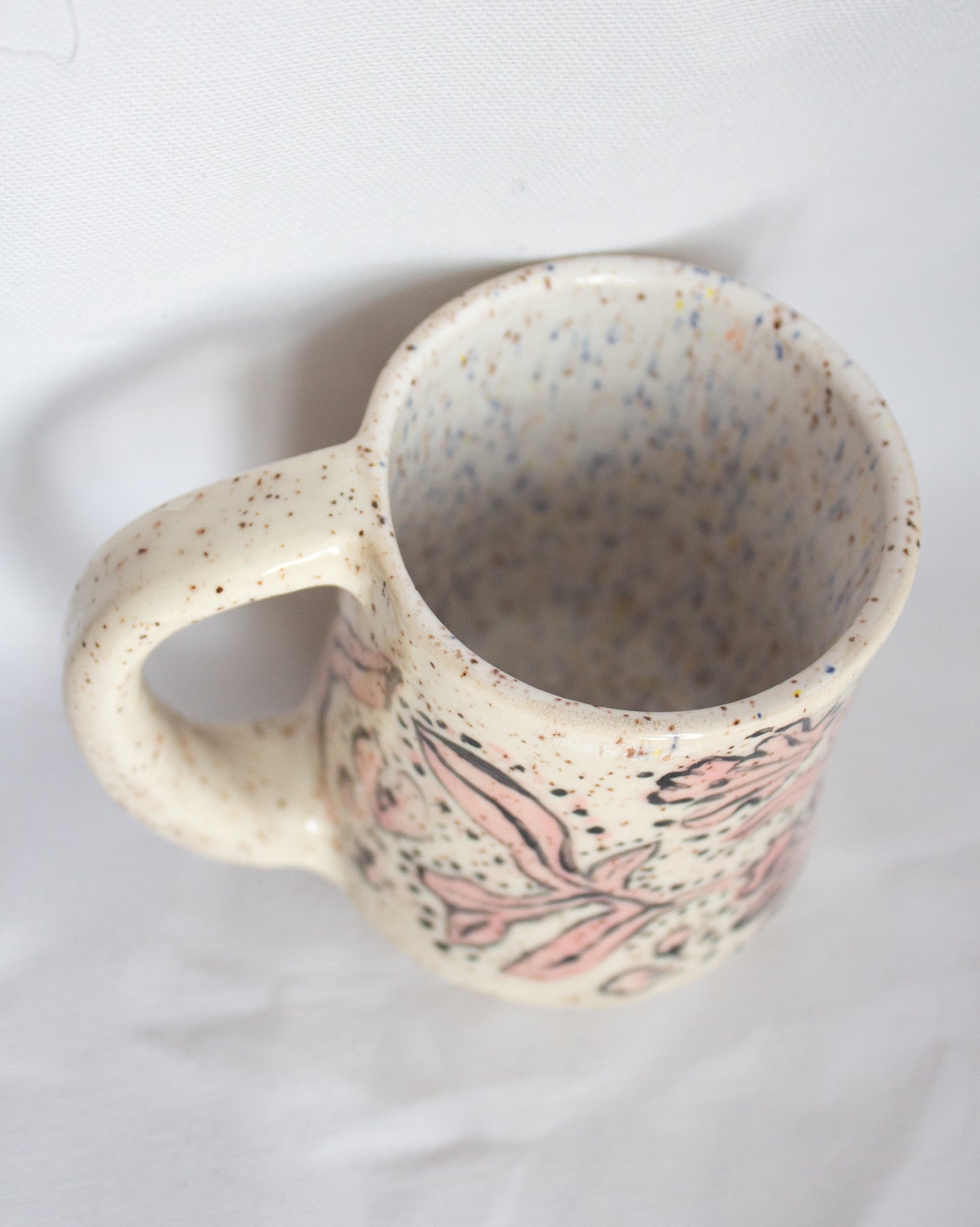 Pink Hand Painted Floral Mug