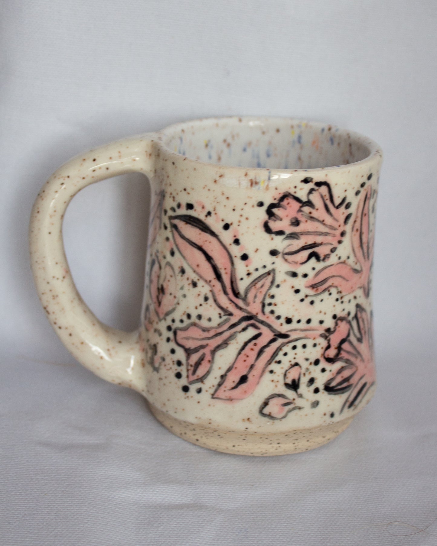 Pink Hand Painted Floral Mug