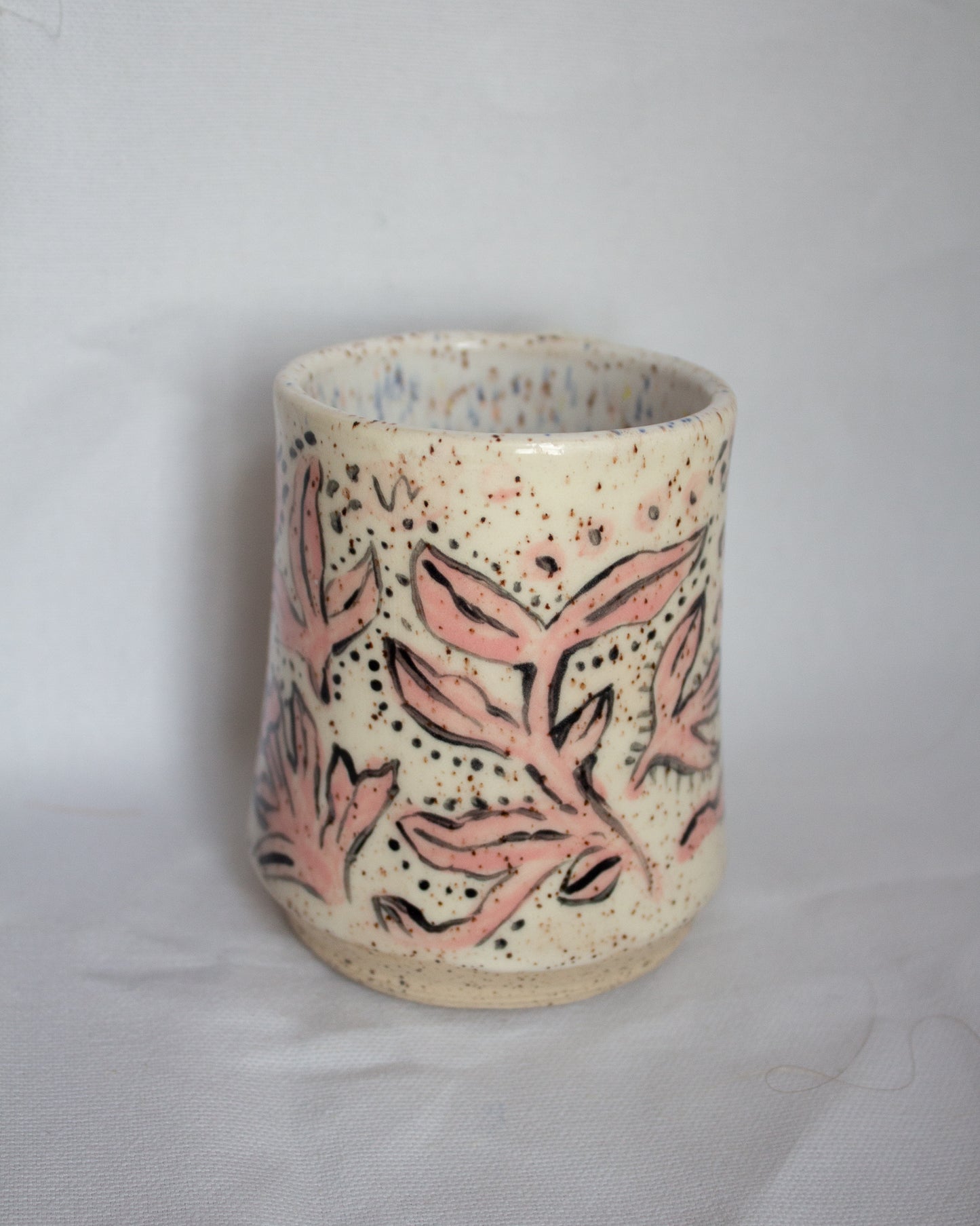 Pink Hand Painted Floral Mug