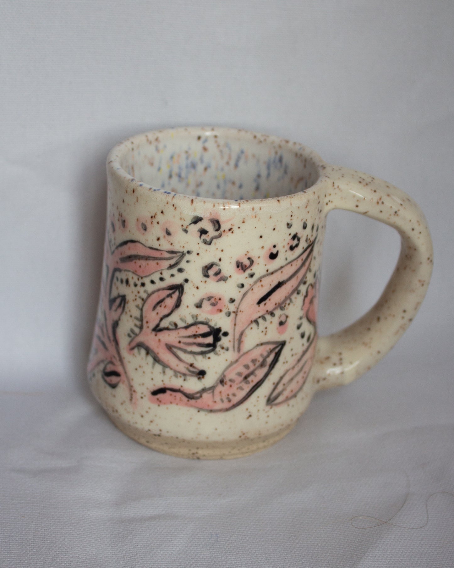 Pink Hand Painted Floral Mug