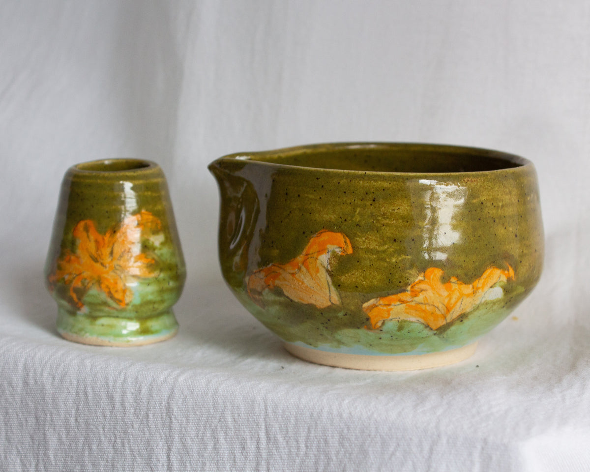 Hand Painted Daylily Matcha Set No. 30