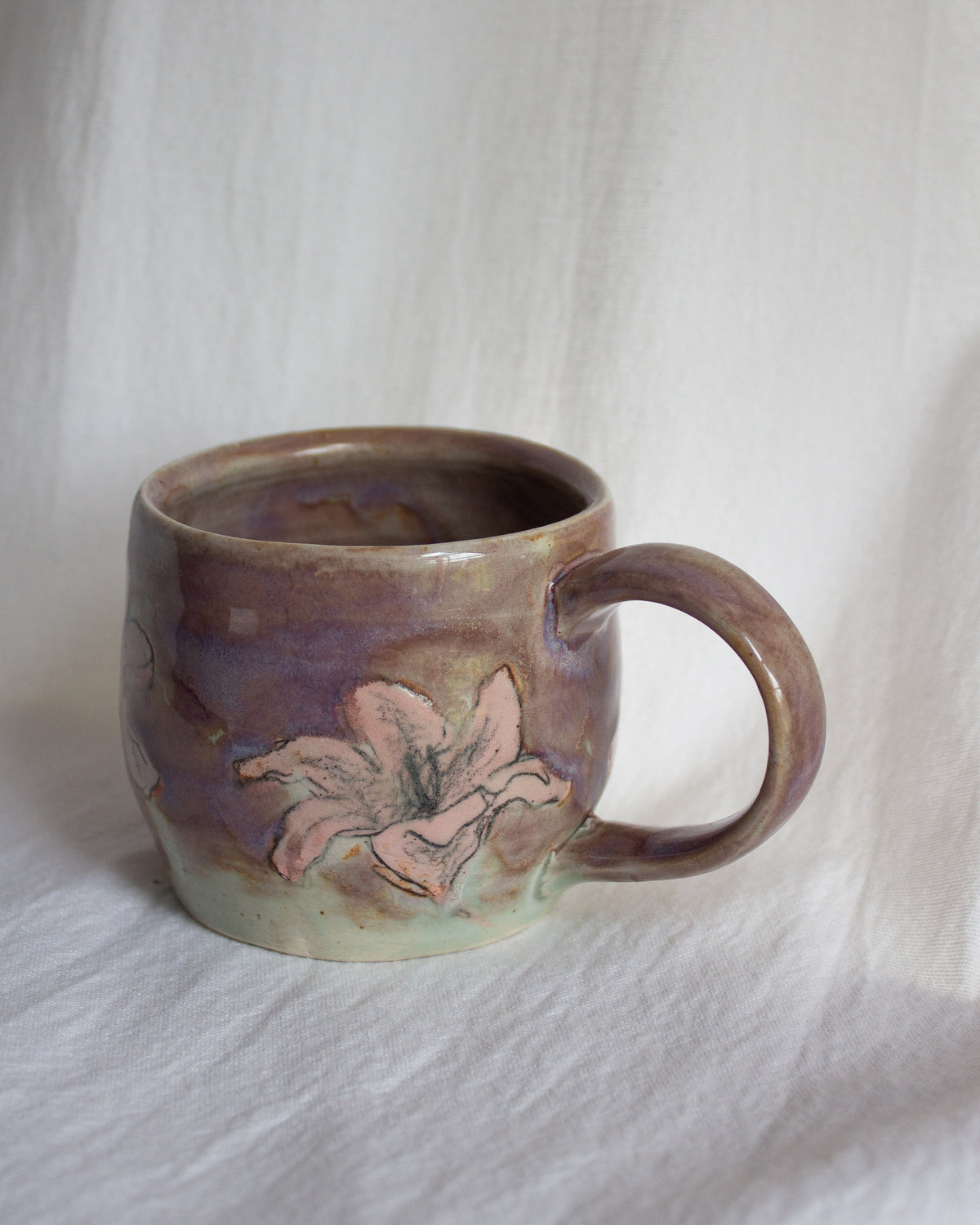 Hand Painted Pink and Purple Lily Mug No. 4