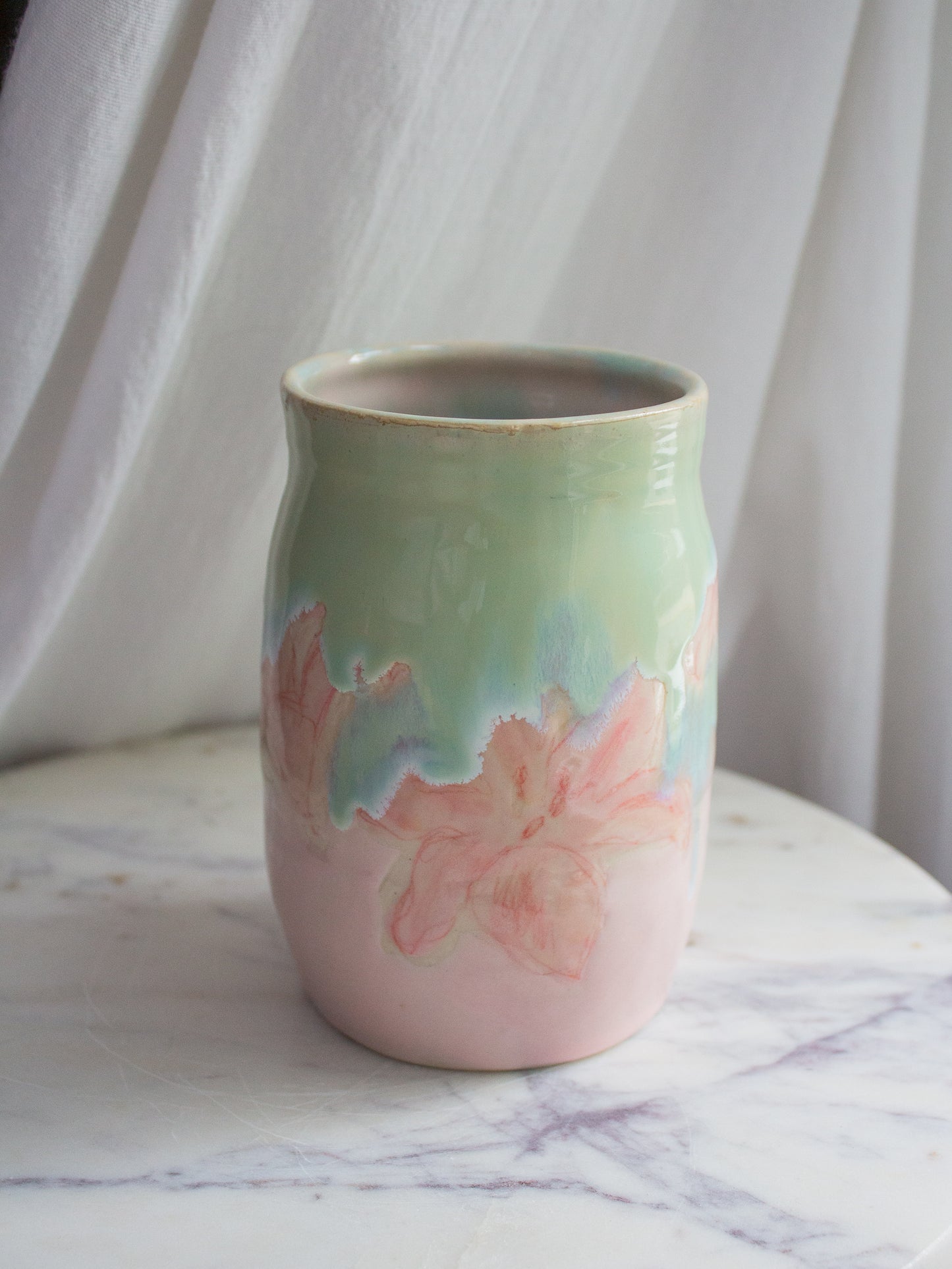 SMALL Turquiose and Pink Lily Vase No. 19