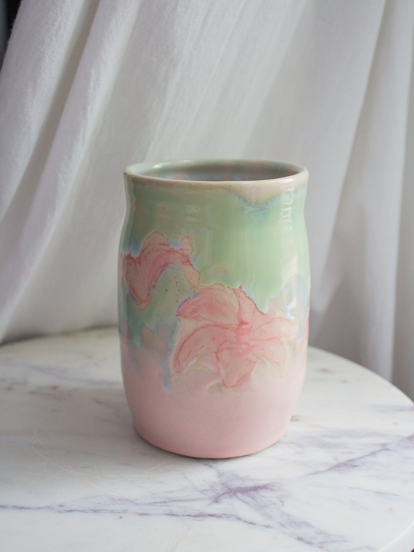 SMALL Turquiose and Pink Lily Vase No. 19