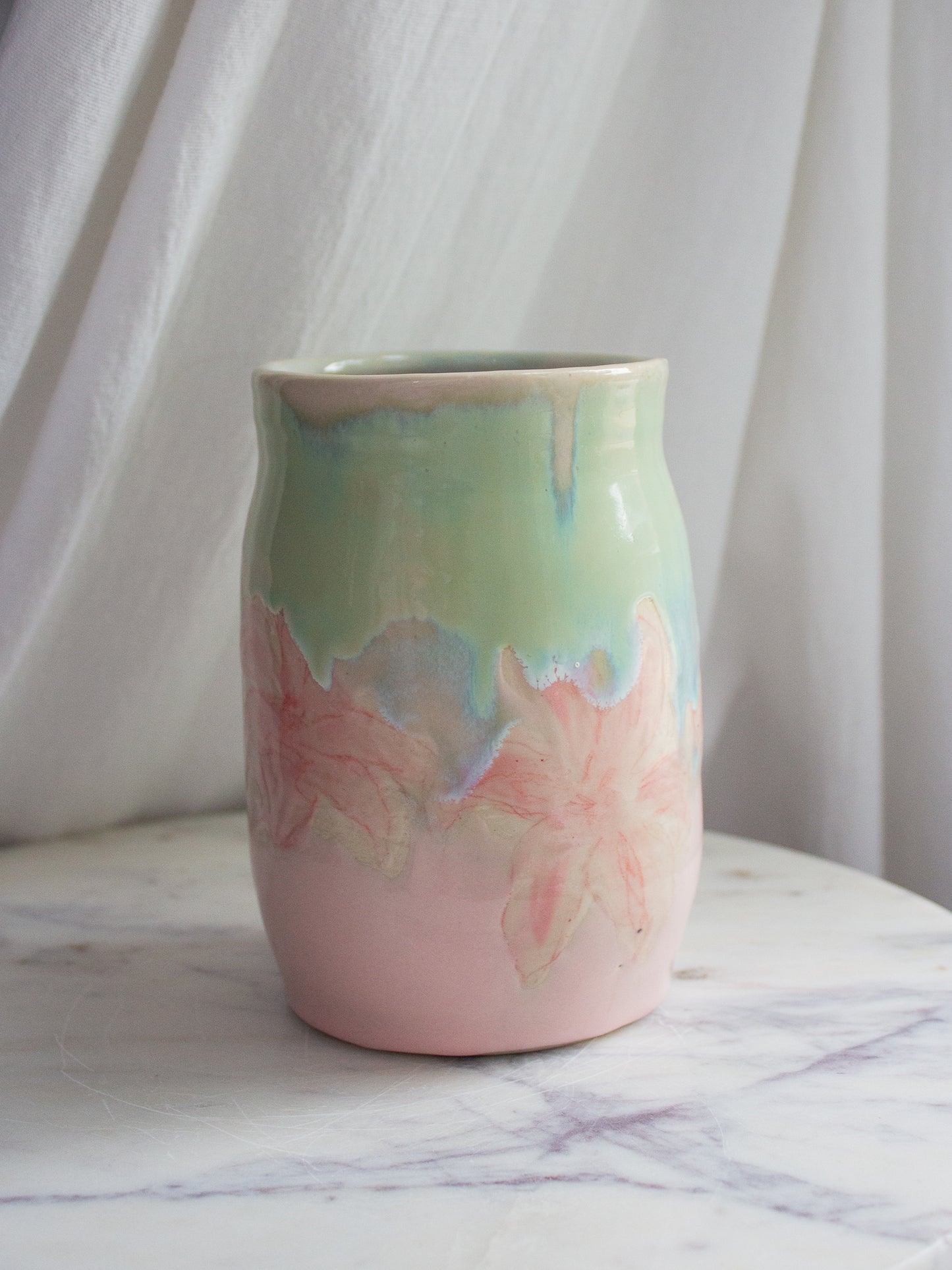 SMALL Turquiose and Pink Lily Vase No. 19