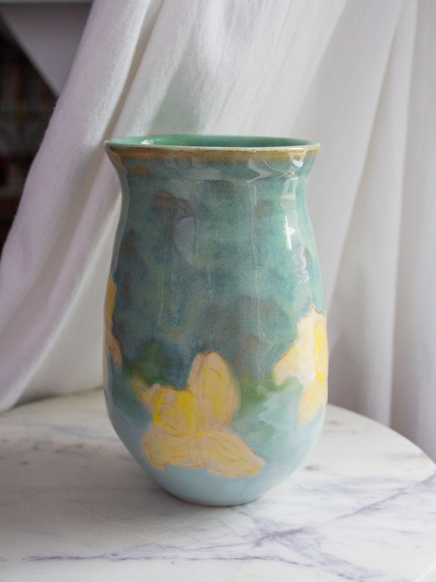 Turquoise Daffodil Vase No. 18