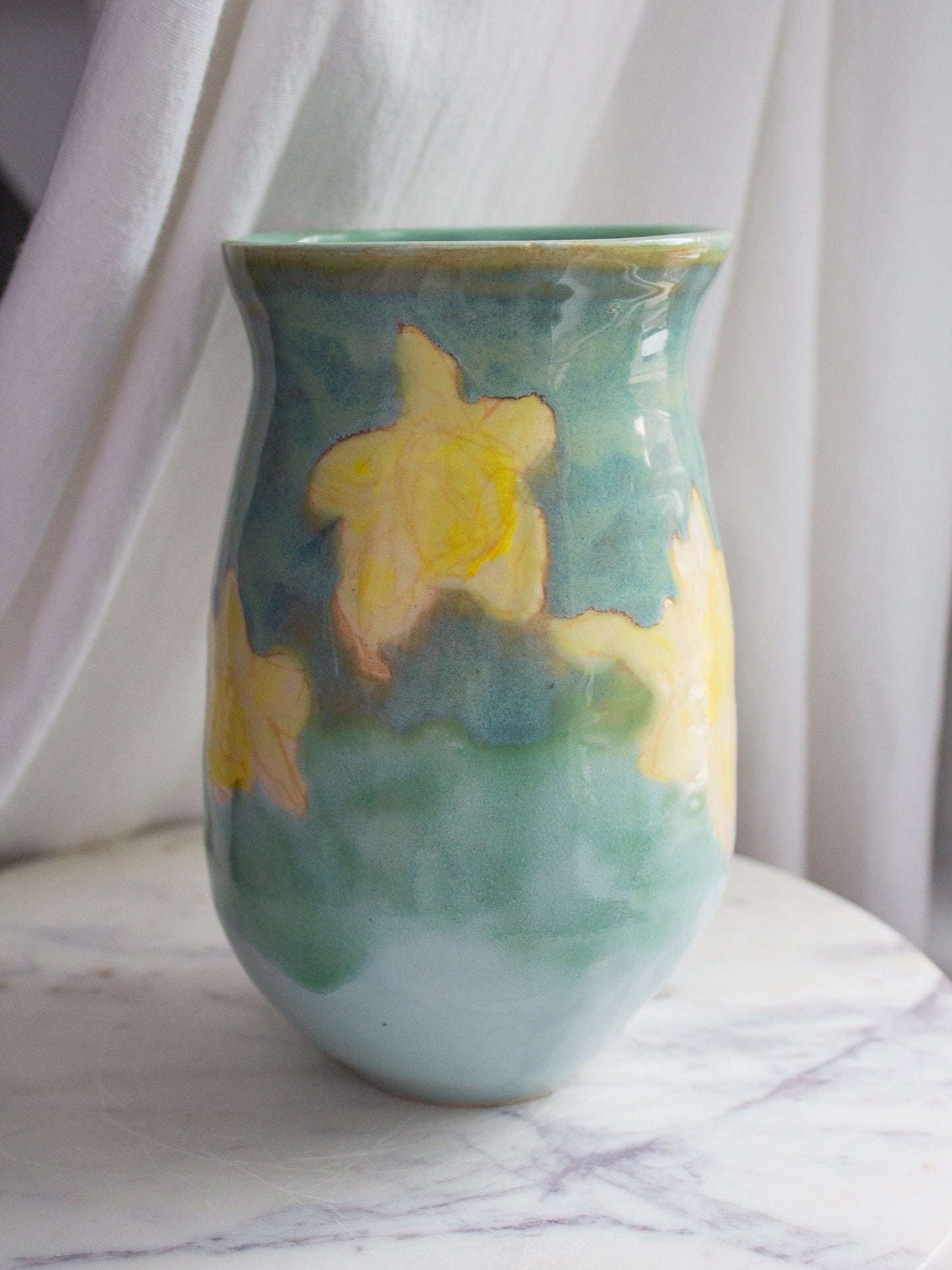 Turquoise Daffodil Vase No. 18
