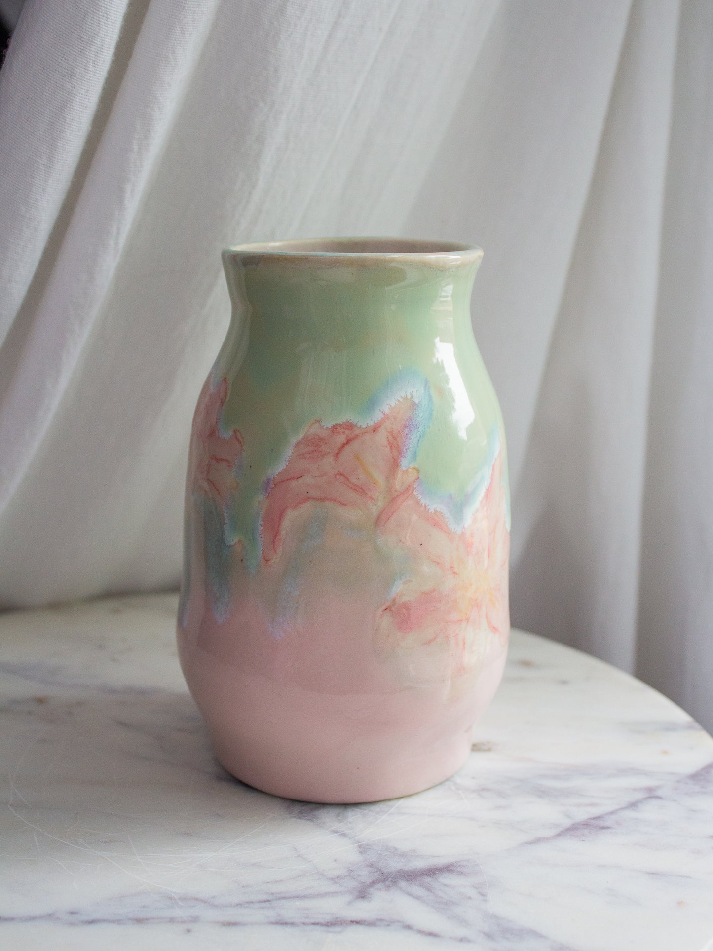 SMALL Turquiose and Pink Lily Vase No 17