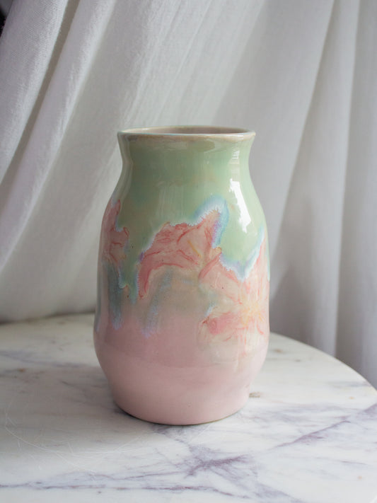 SMALL Turquiose and Pink Lily Vase No 17