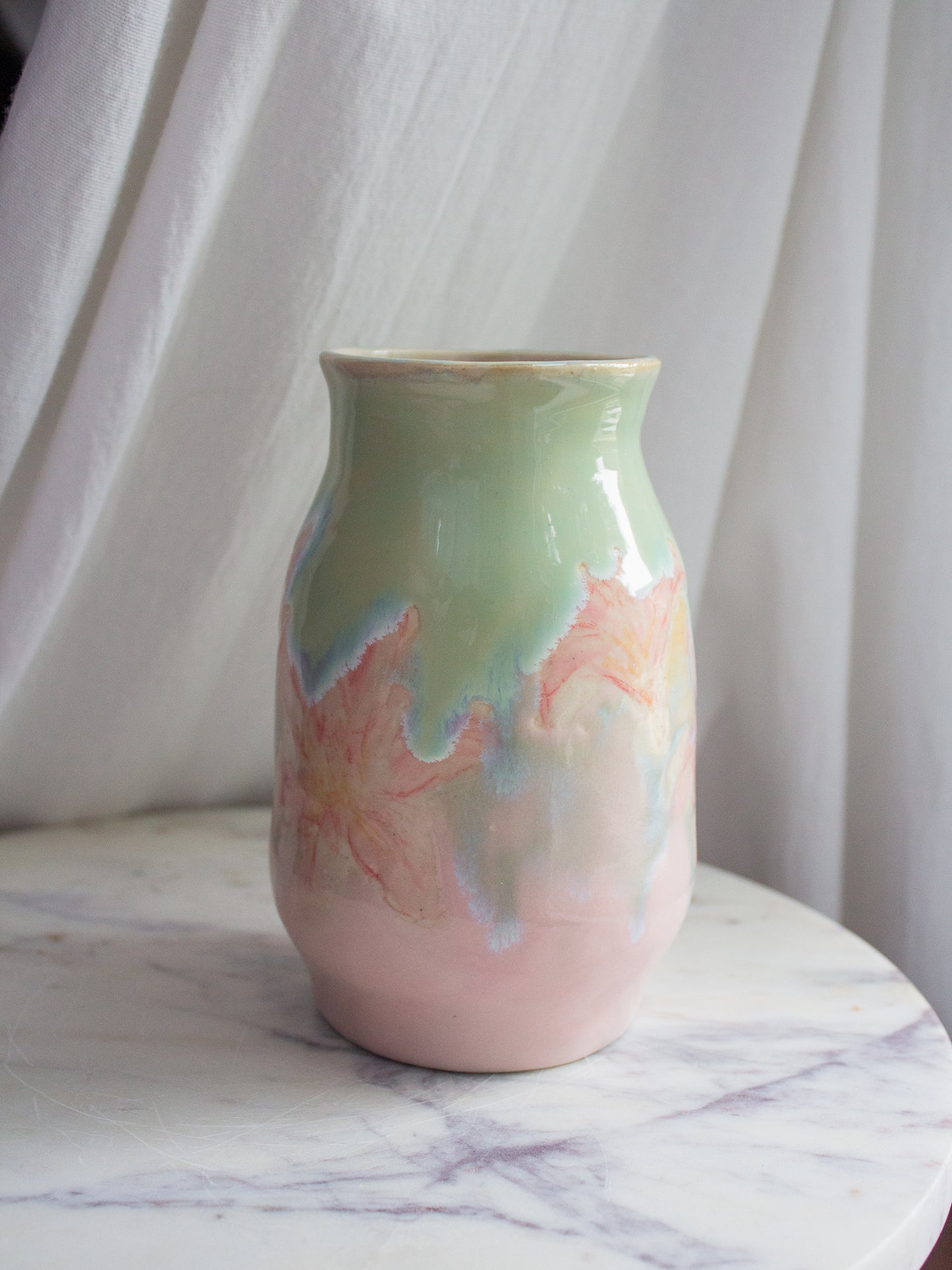 SMALL Turquiose and Pink Lily Vase No 17