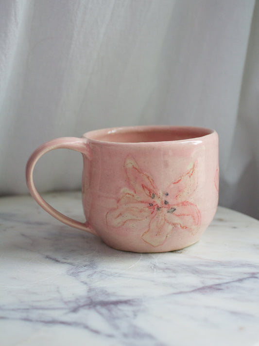 Small Pink and Red Lily Mug No. 16