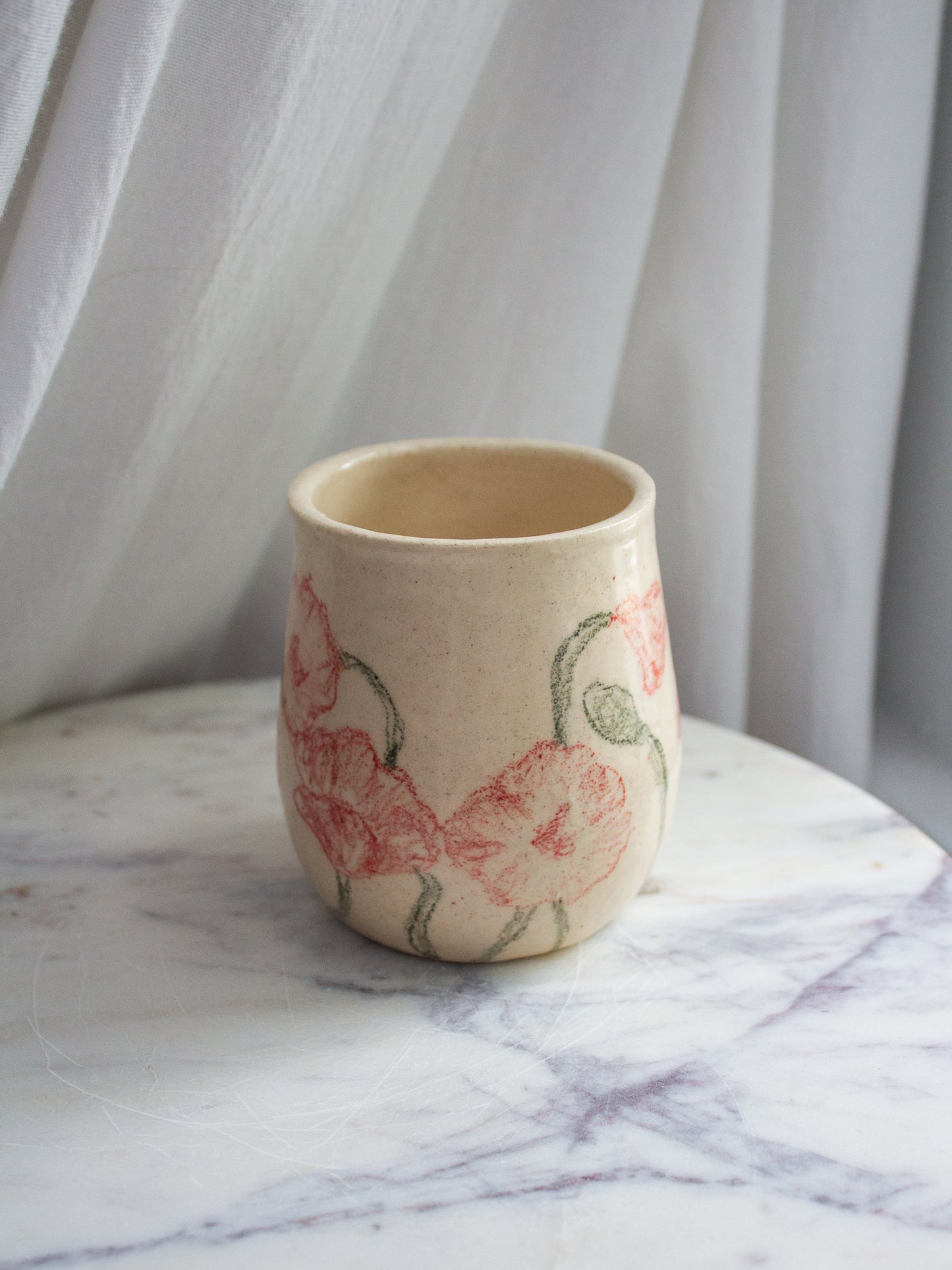 Hand Drawn Red Poppy Mug No. 15