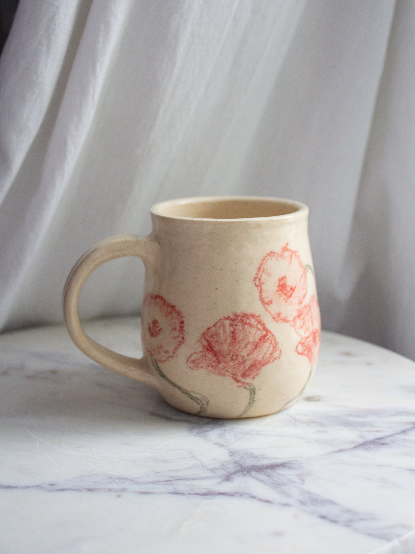 Hand Drawn Red Poppy Mug No. 15