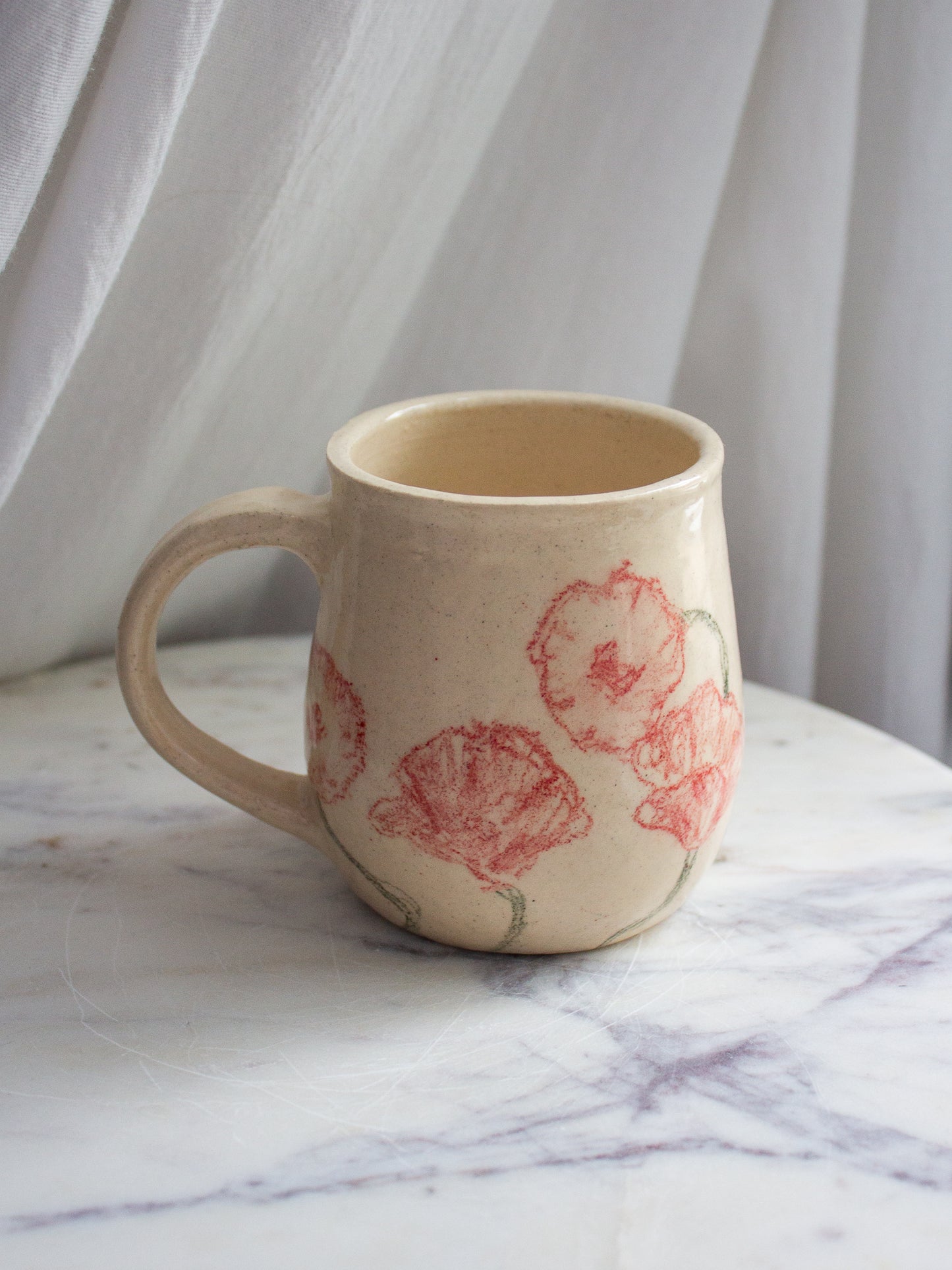 Hand Drawn Red Poppy Mug No. 15