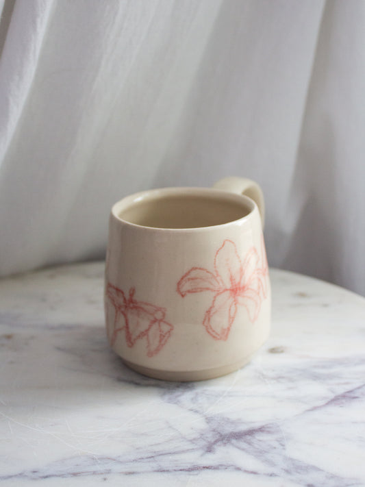 Small Hand Drawn Red Lily Mug No. 14