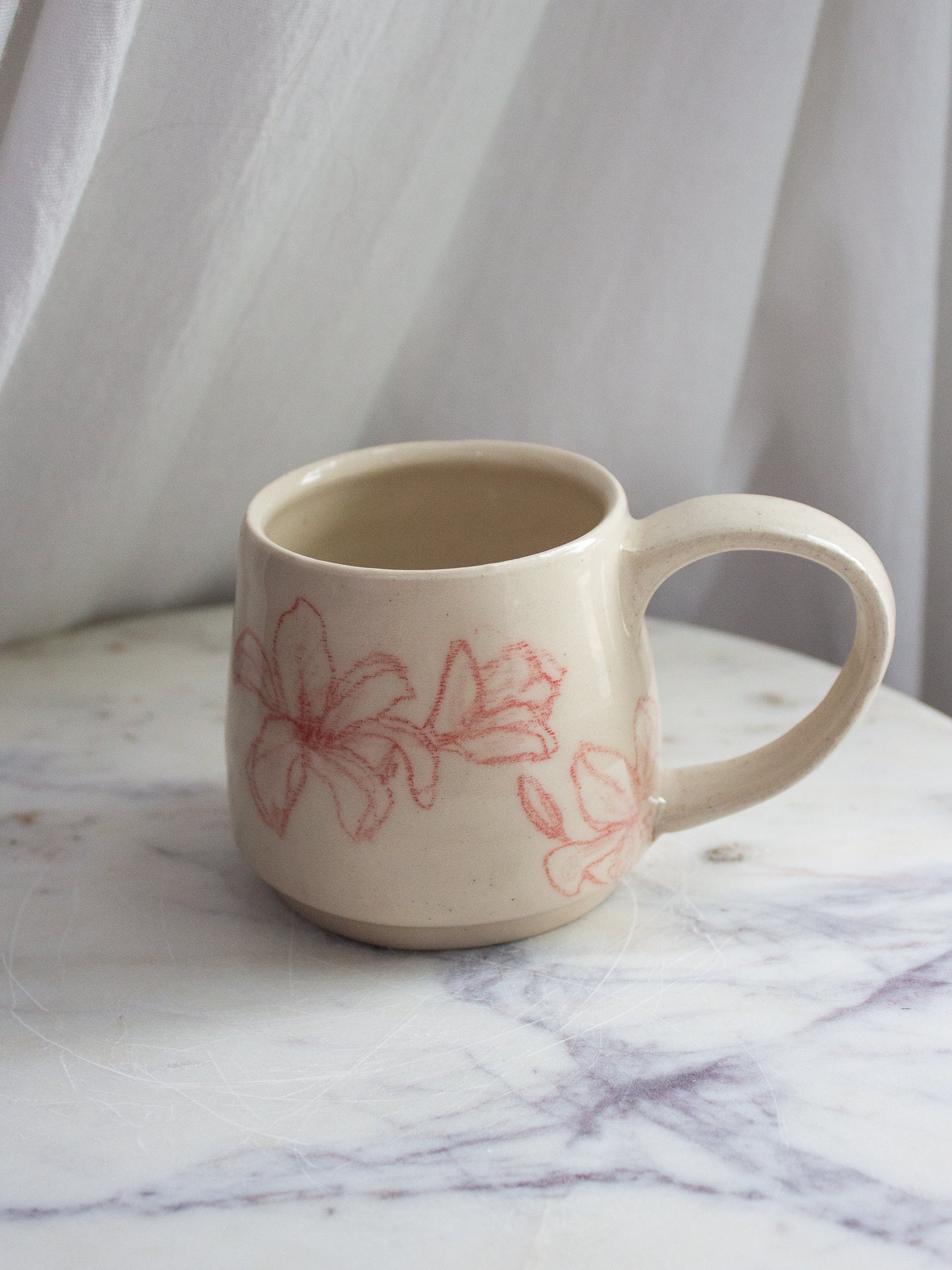 Small Hand Drawn Red Lily Mug No. 14