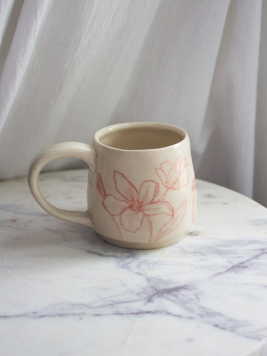 Small Hand Drawn Red Lily Mug No. 53