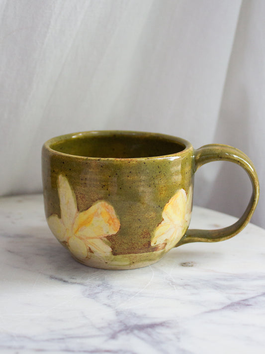Hand Painted Olive Daffodil Mug No. 13