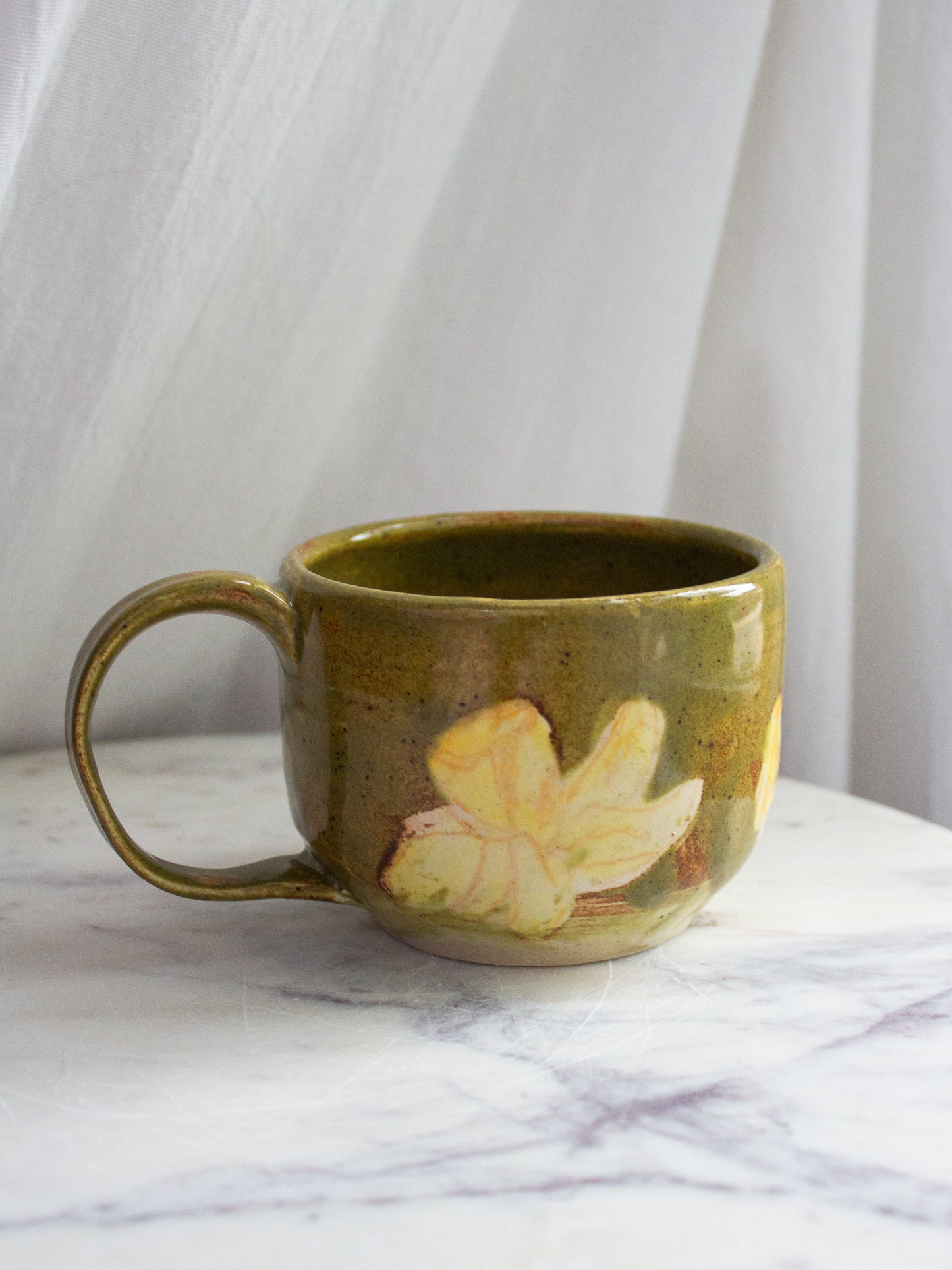 Hand Painted Olive Daffodil Mug No. 13