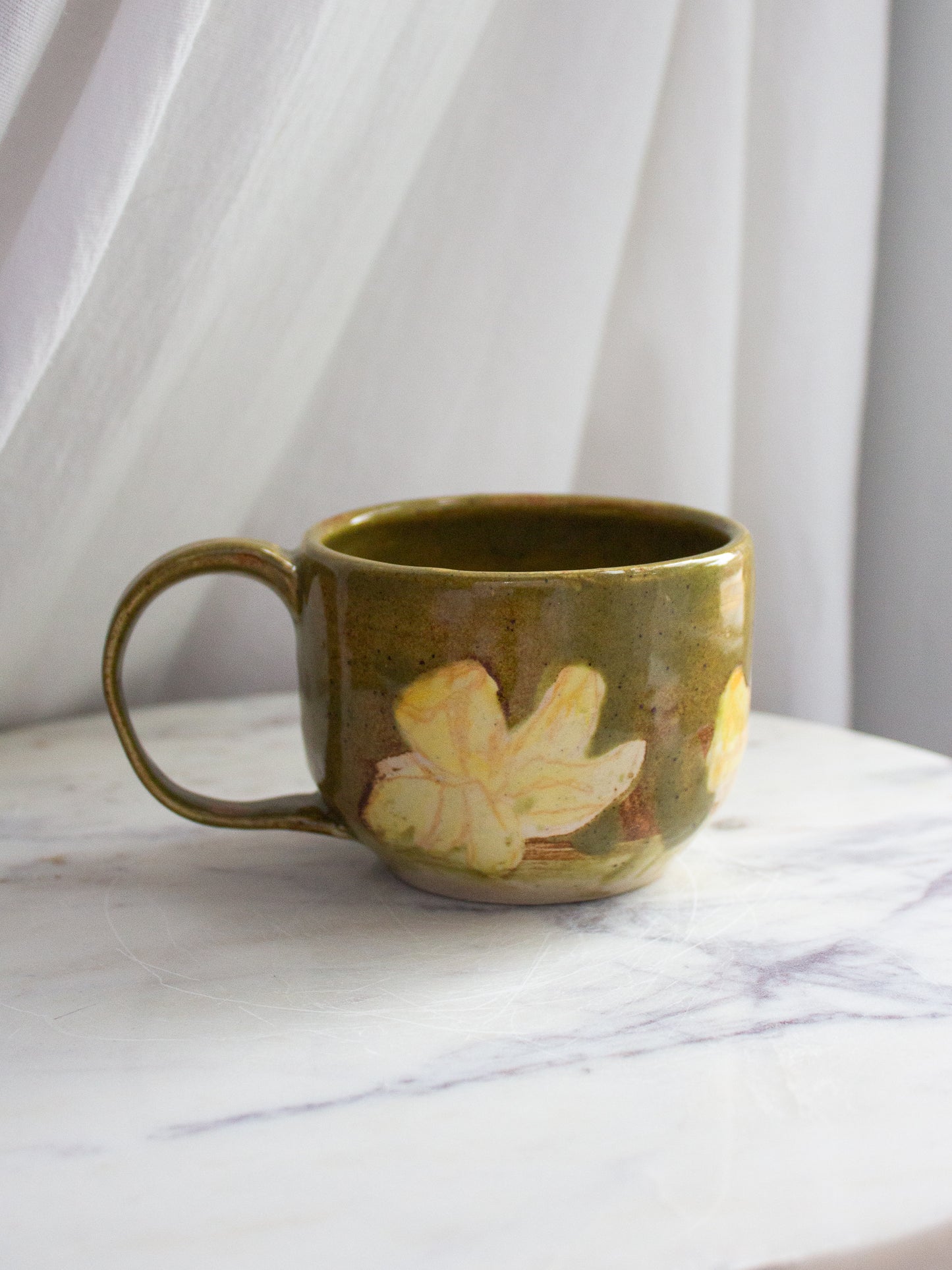 Hand Painted Olive Daffodil Mug No. 13