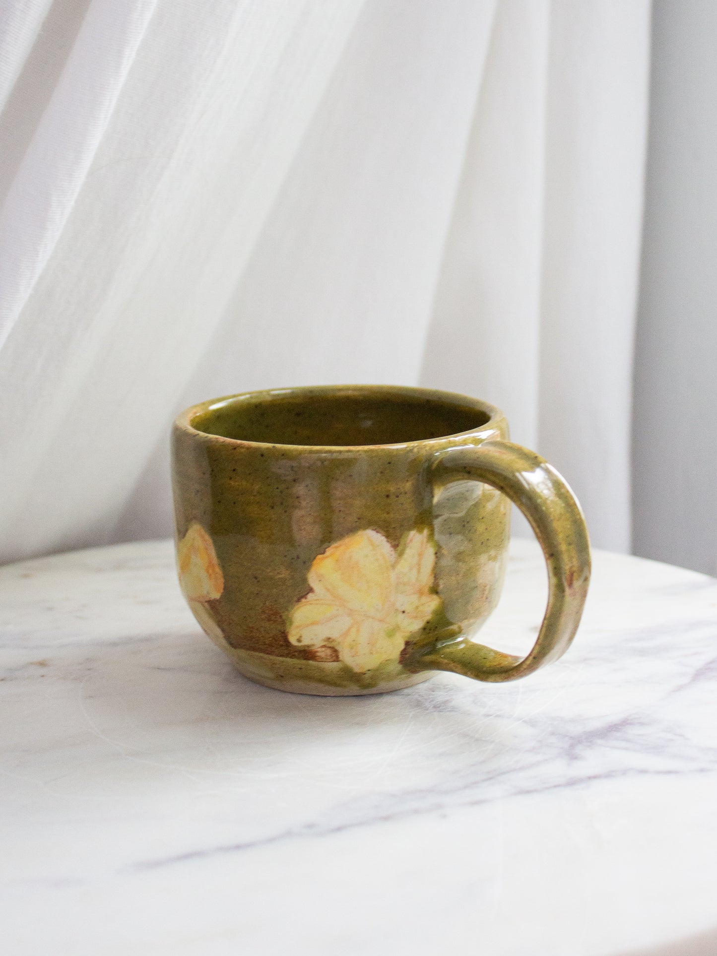 Hand Painted Olive Daffodil Mug No. 13