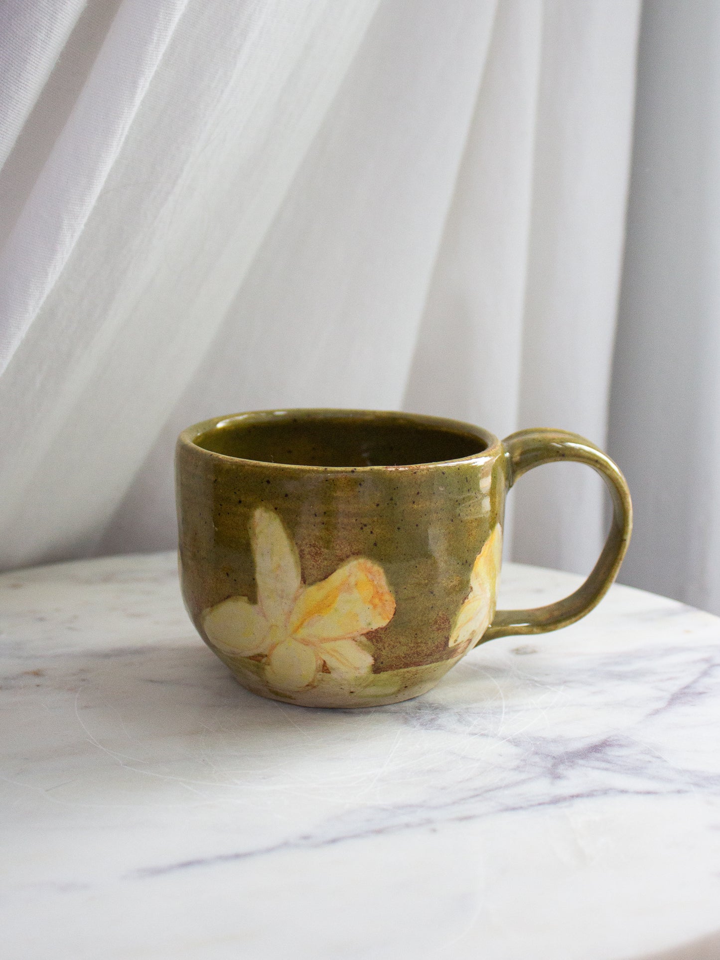 Hand Painted Olive Daffodil Mug No. 13