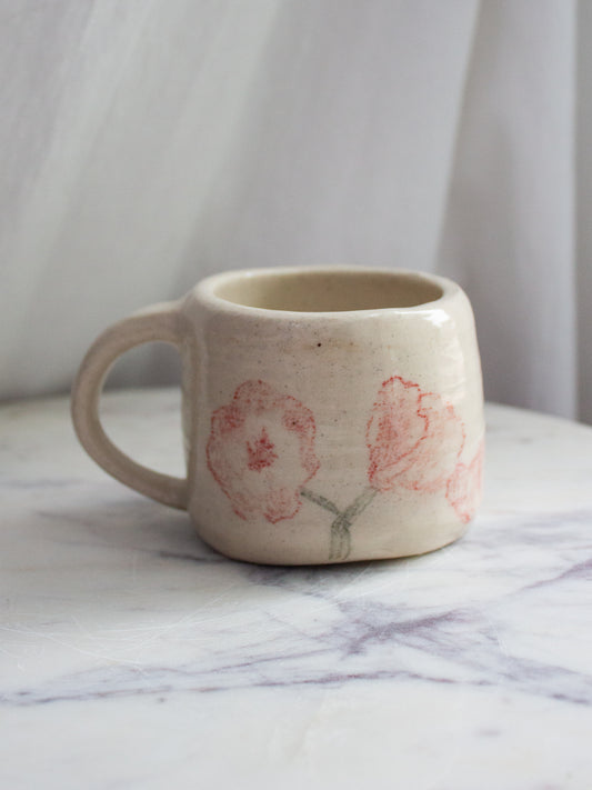 SMALL Espresso Hand Drawn Poppy Mug No. 12