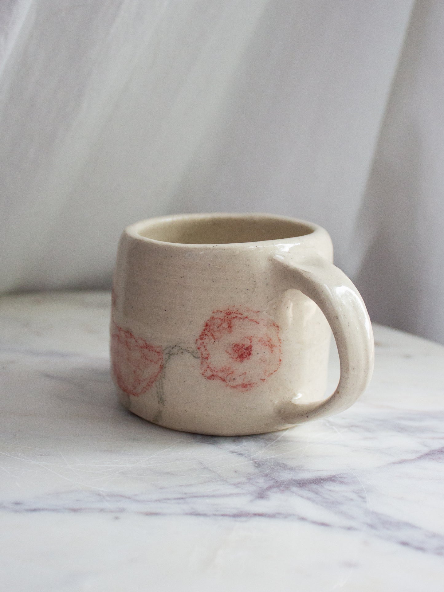 SMALL Espresso Hand Drawn Poppy Mug No. 12