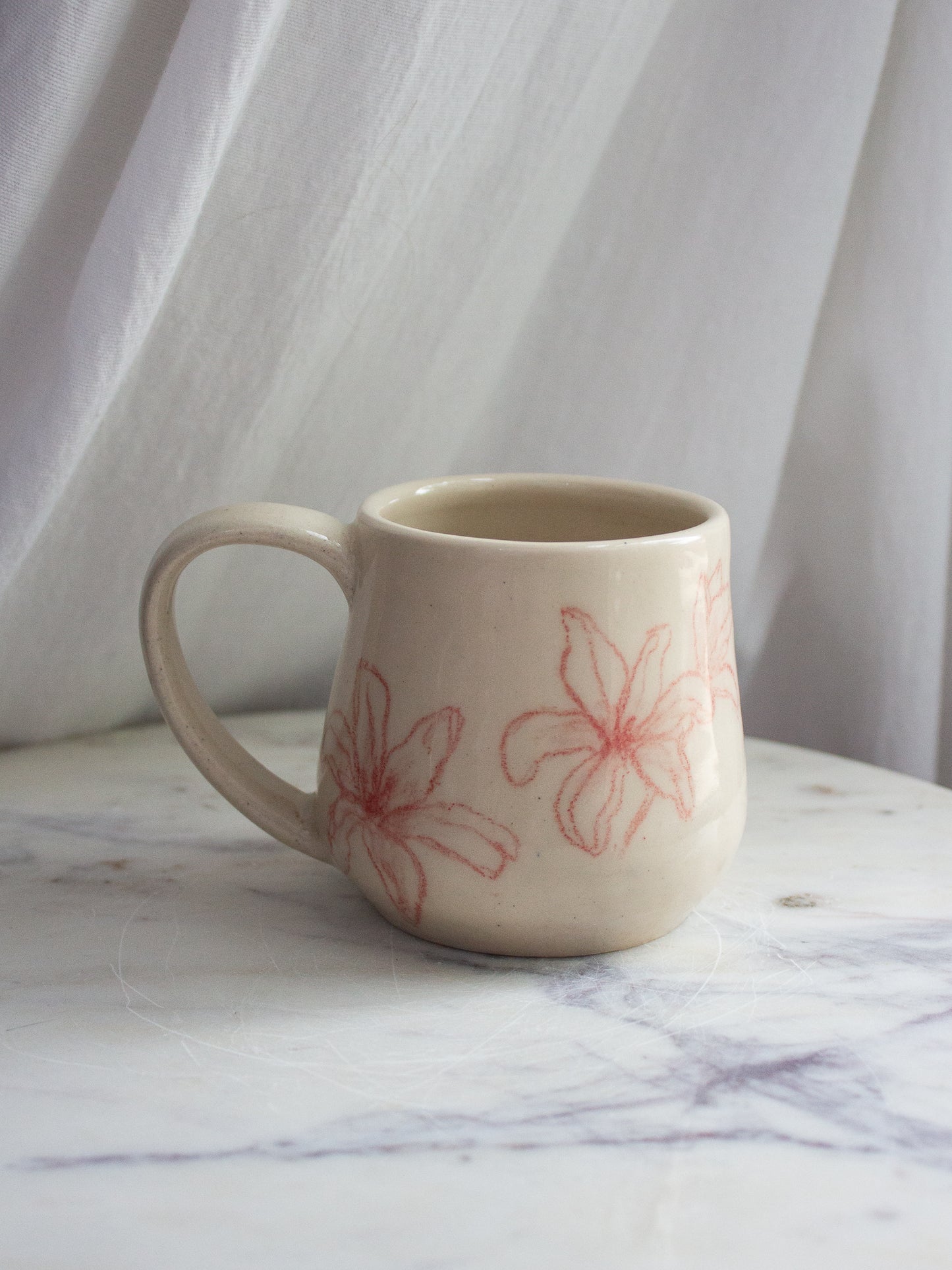 Small Hand Drawn Red Lily Mug No. 10