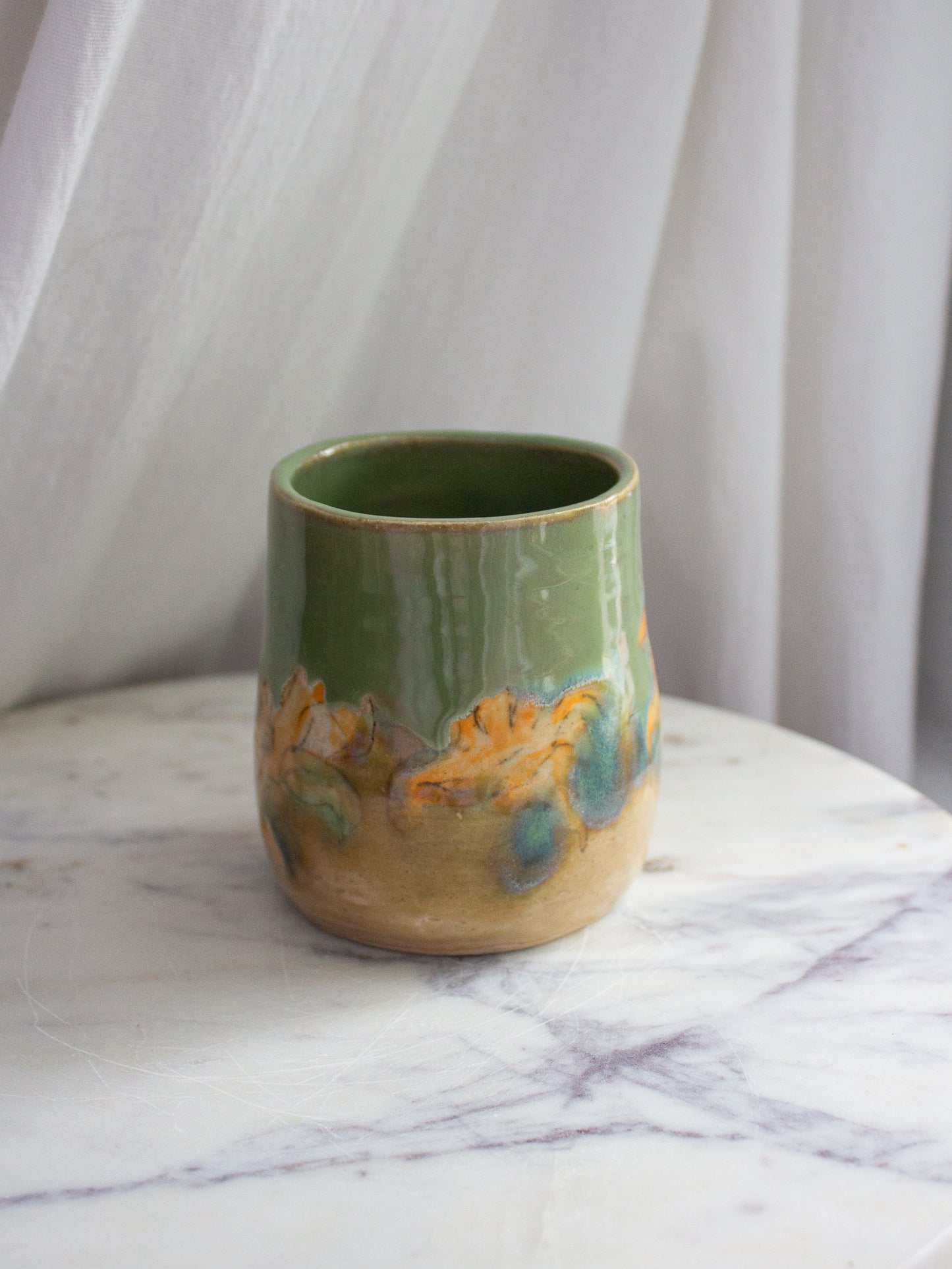 Hand Painted Turquiose Daylily Mug No. 9