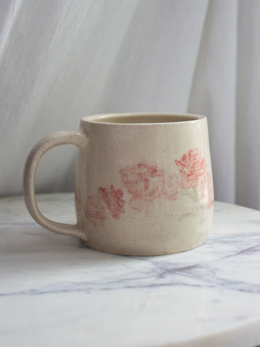 Hand Drawn Red Poppy Mug No. 8