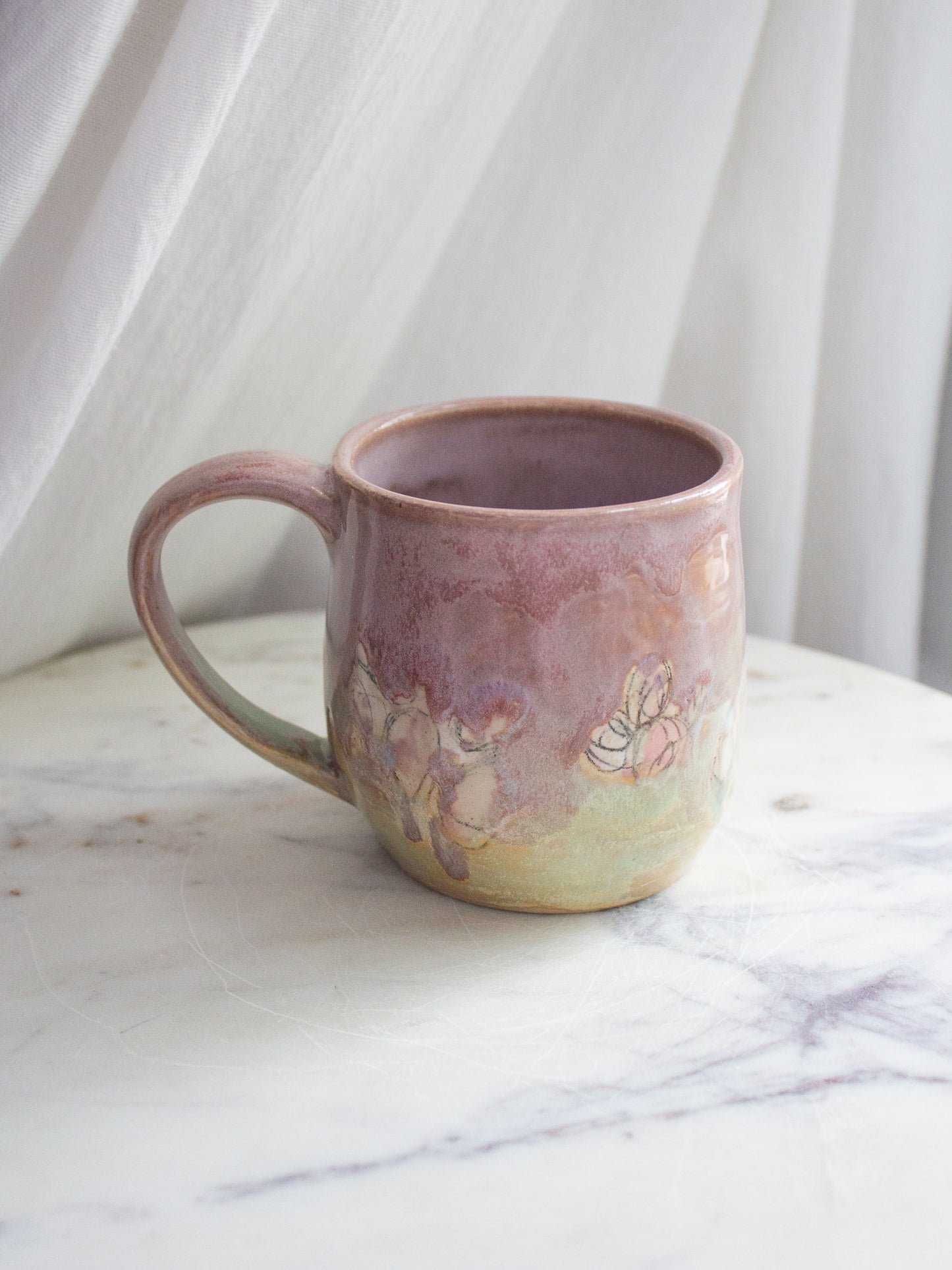 Hand Painted Lavender Floral Mug No. 7