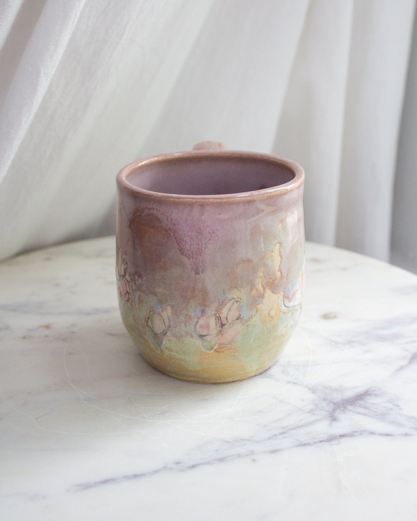 Hand Painted Lavender Floral Mug No. 7