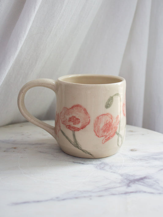 Hand Drawn Poppy Mug No. 4