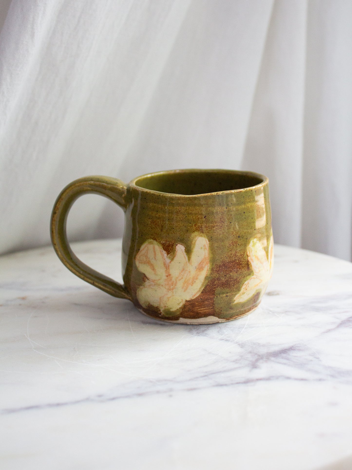 Small Hand Painted Olive Daffodil Mug No. 2