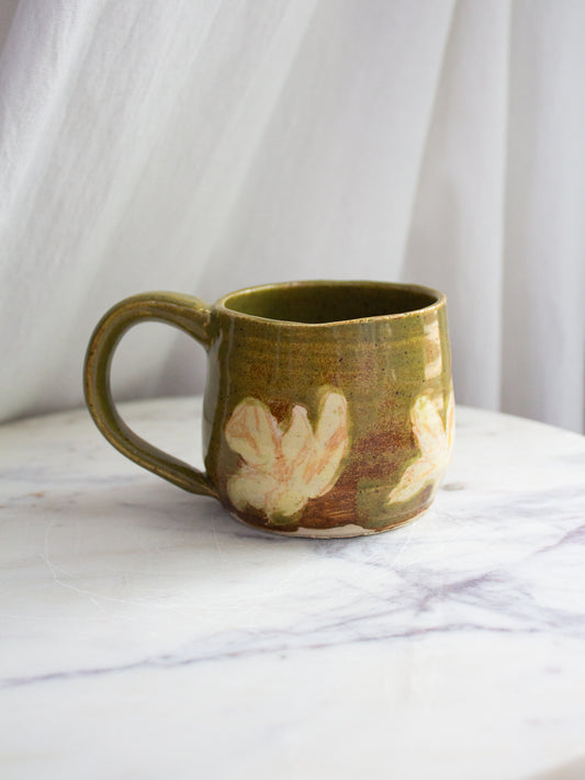 Small Hand Painted Olive Daffodil Mug No. 2